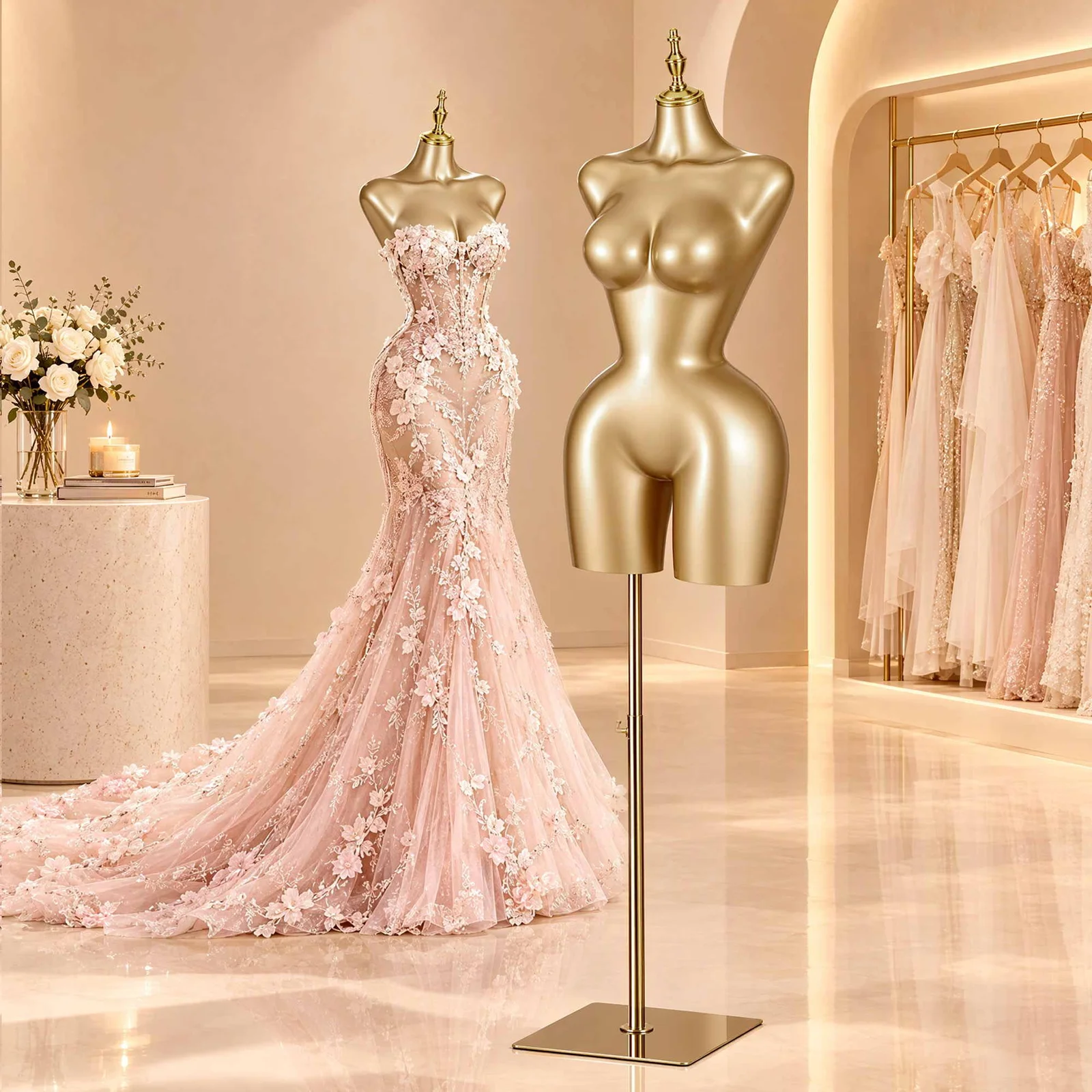 Embellir Female BBL Mannequin, Adjustable Dress Form Dummy Model Clothes Display, Gold