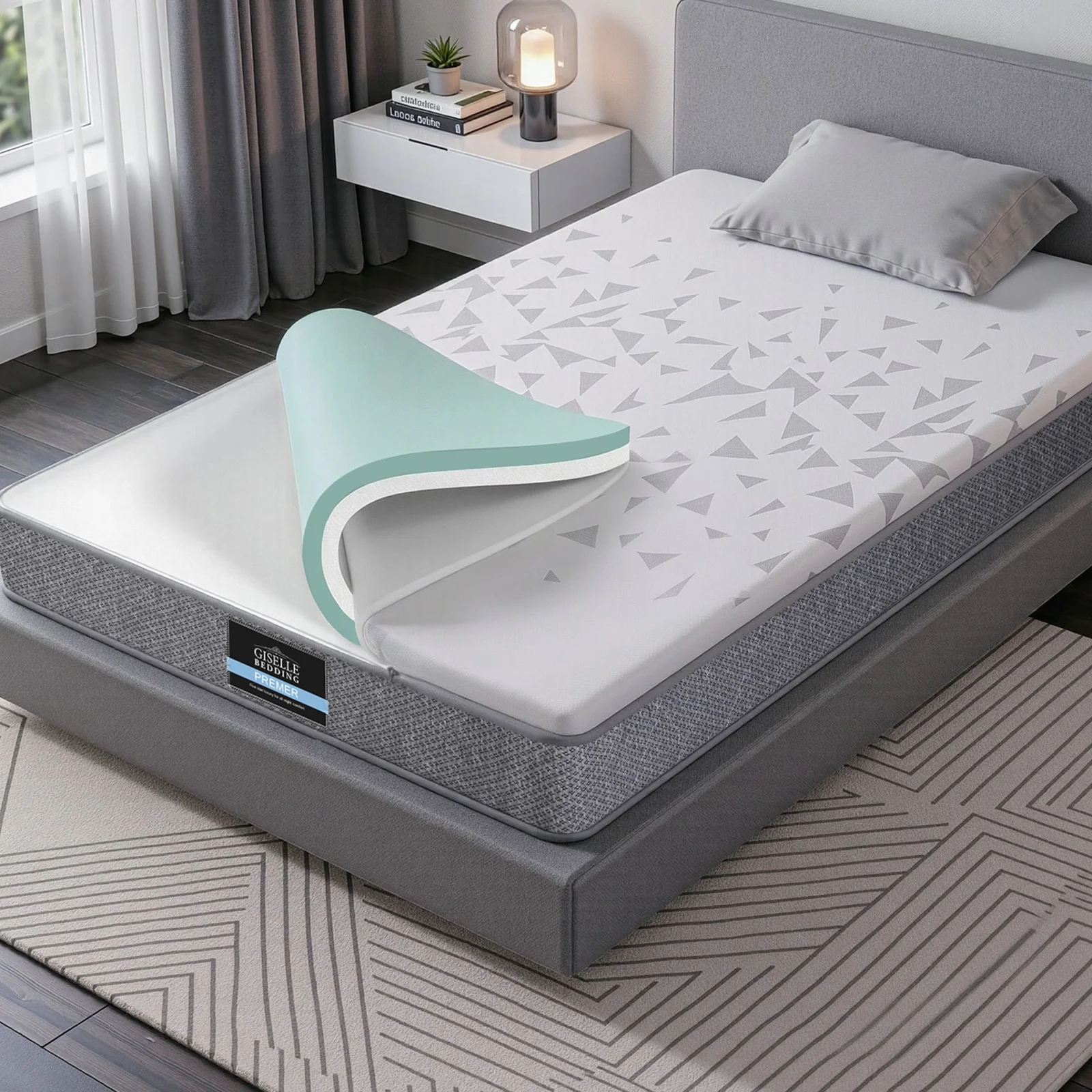 Giselle Bedding King Single Mattress 23cm Pocket Spring Mattress with Adjustable Firmness Reversible Foam Layer for Medium Firm & Firm Support Motion Isolation Bedroom Bed