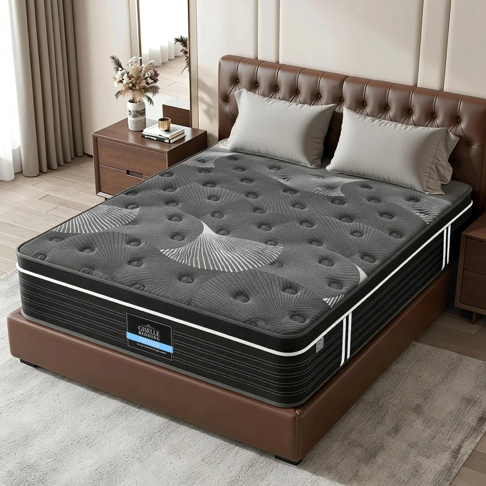 Giselle Bedding King Mattress 35cm Euro Top with Graphene Cooling Comfort Medium Firm