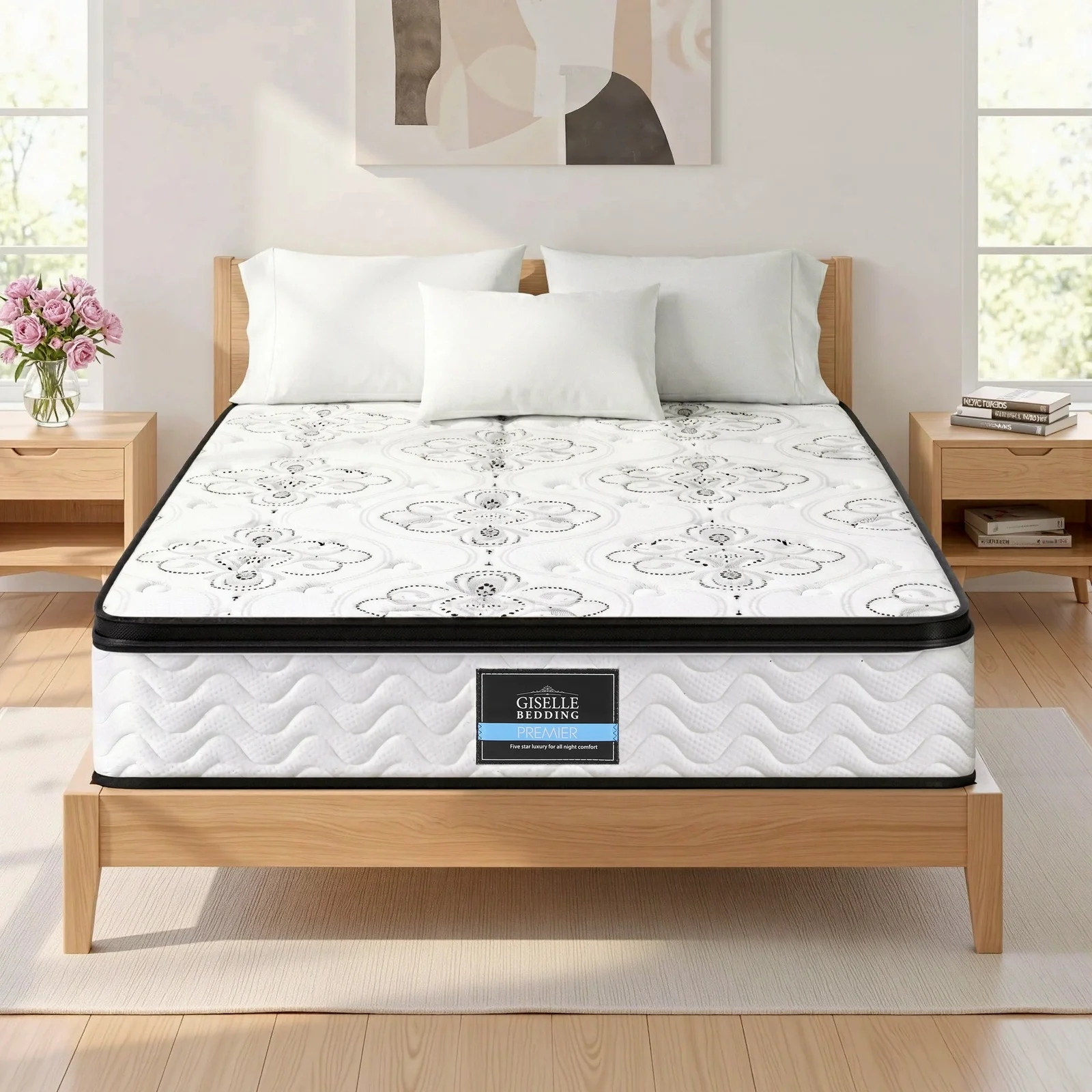 Giselle Bedding King Mattress 30cm Pocket Spring Euro Top Medium Firm Foam