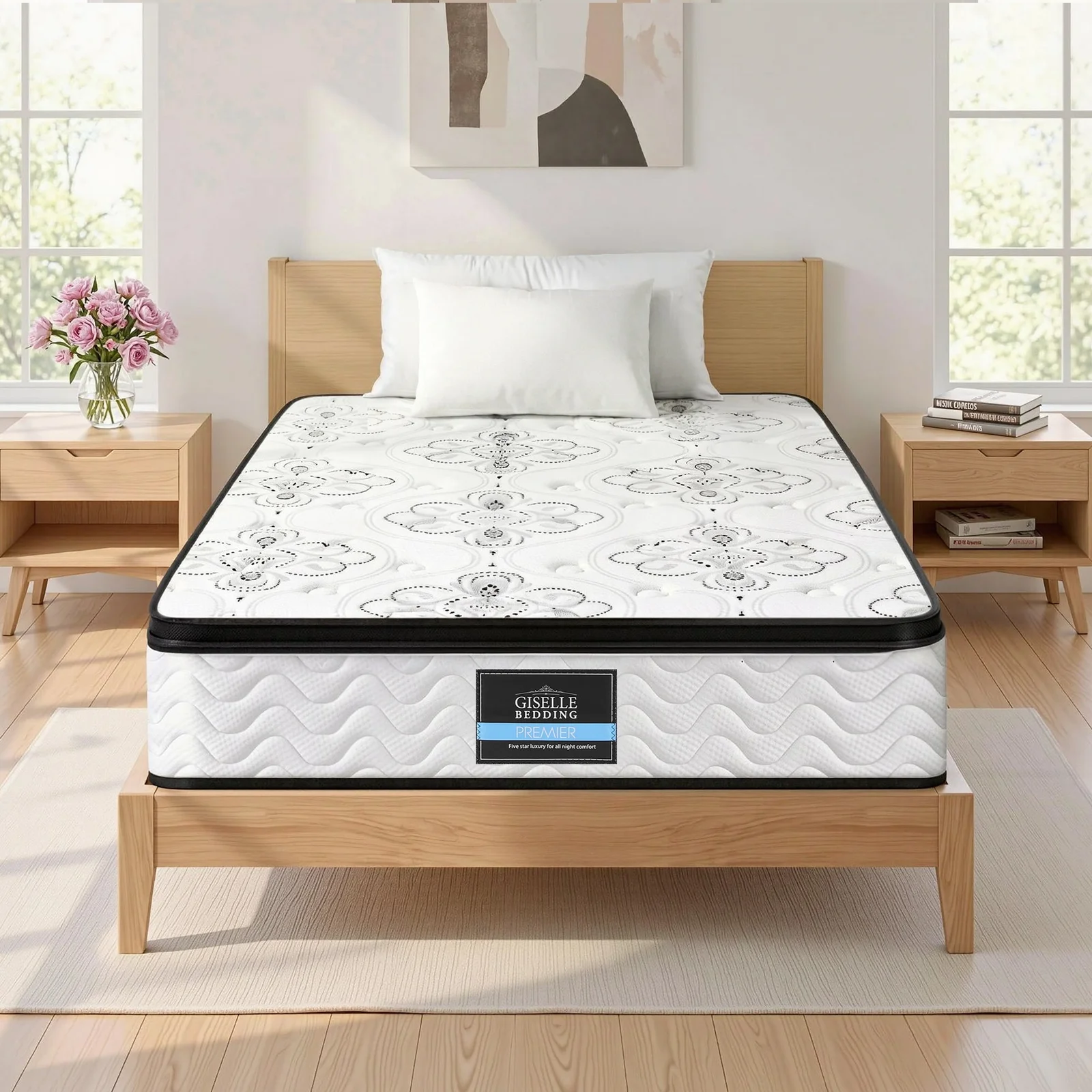 Giselle Bedding King Single Mattress 30cm Pocket Spring Euro Top Medium Firm Foam
