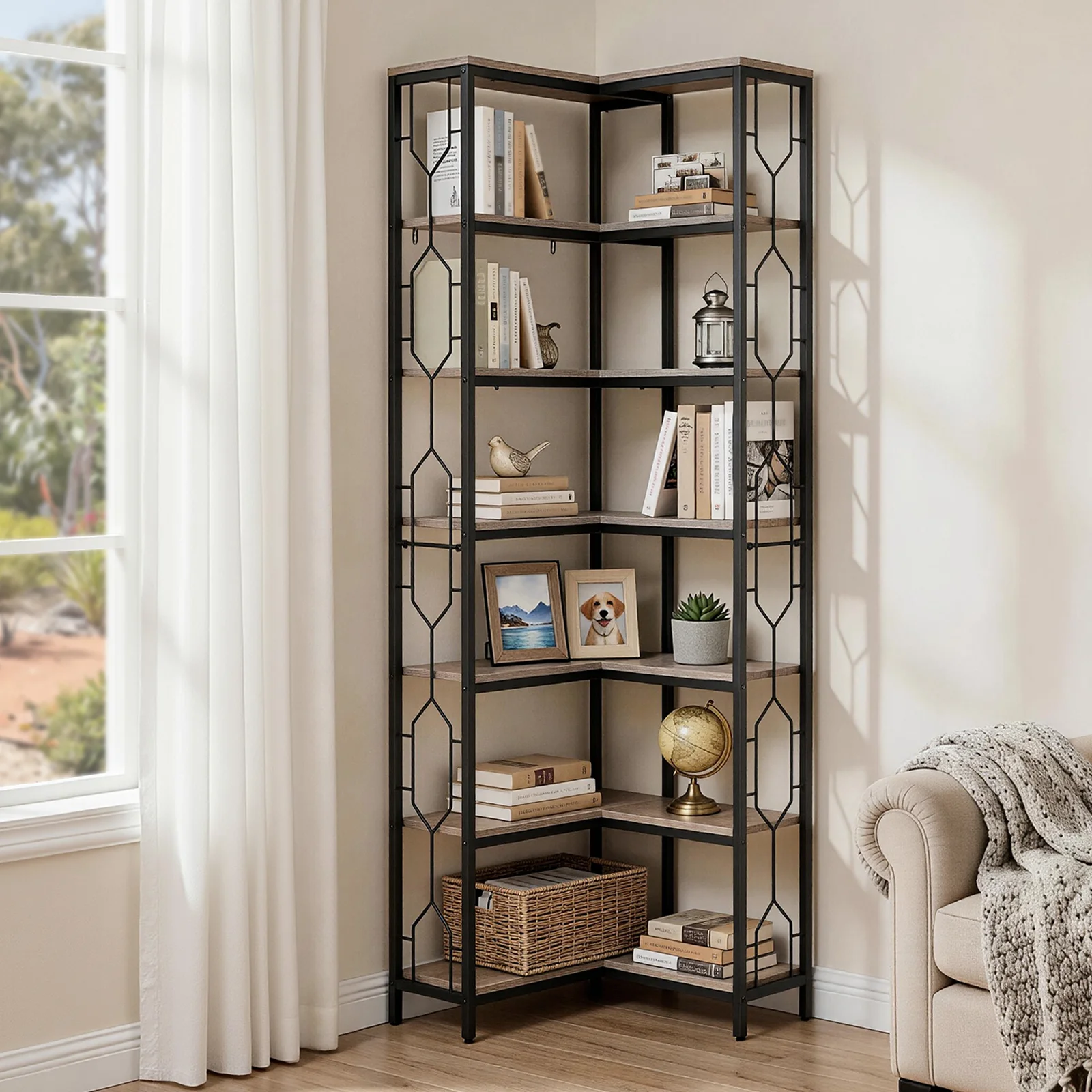 Artiss 6 Tiers Bookshelf Corner Shelf Bookcase Display Shelves Oak