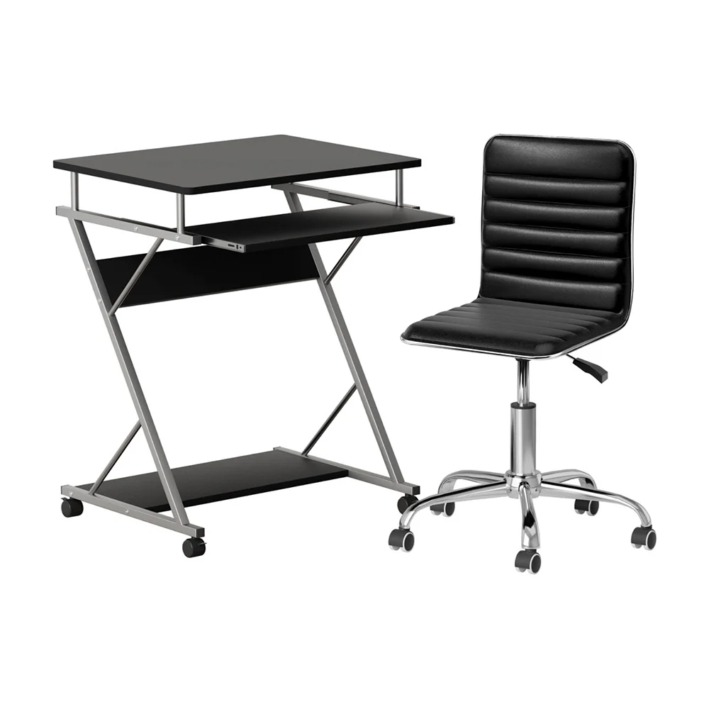 Artiss Computer Desk Office Chair Set Desks with Keyboard Shelf Try Black