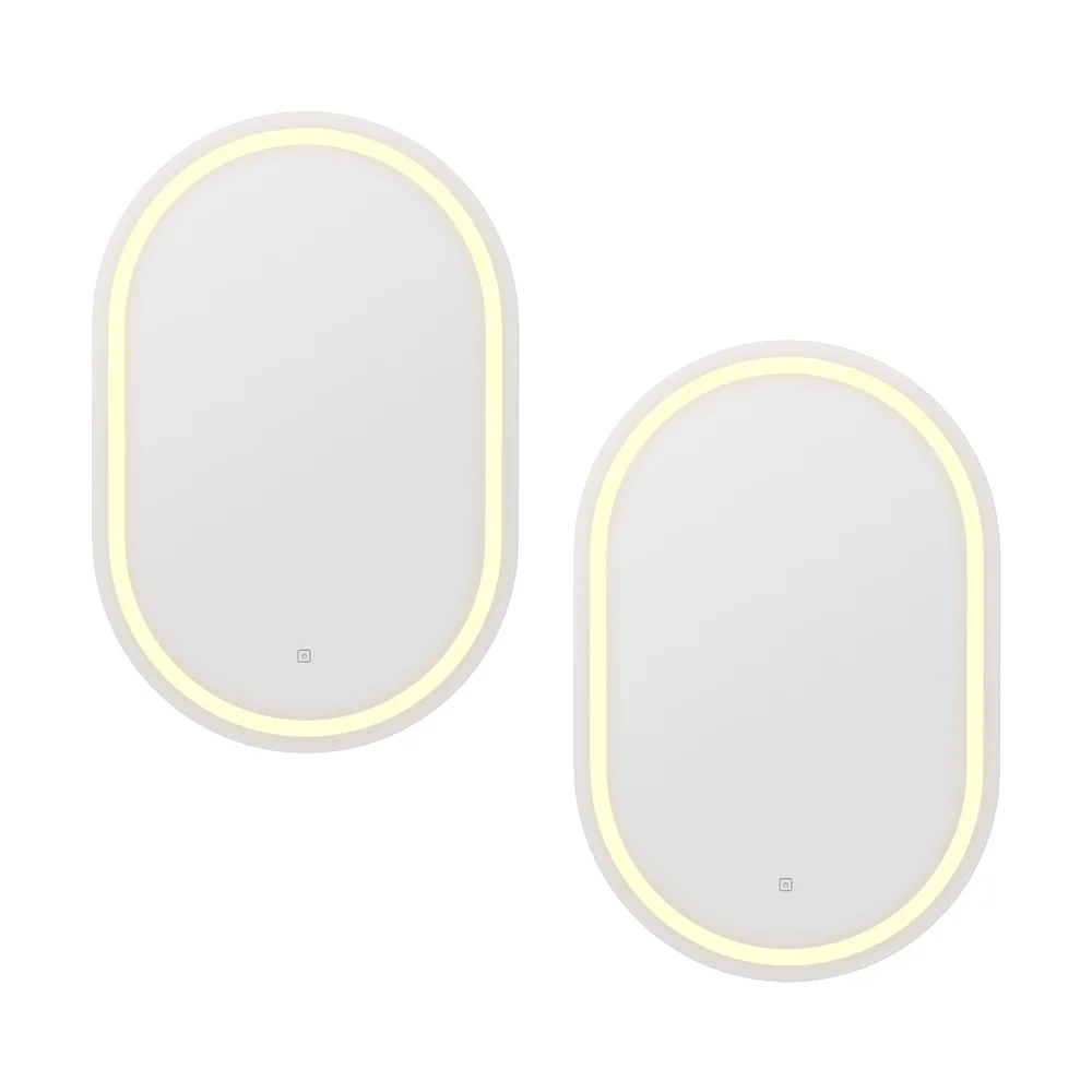 Embellir 2 LED Wall Mirror With Light 50X75CM Bathroom Decor Oval Mirrors Vanity
