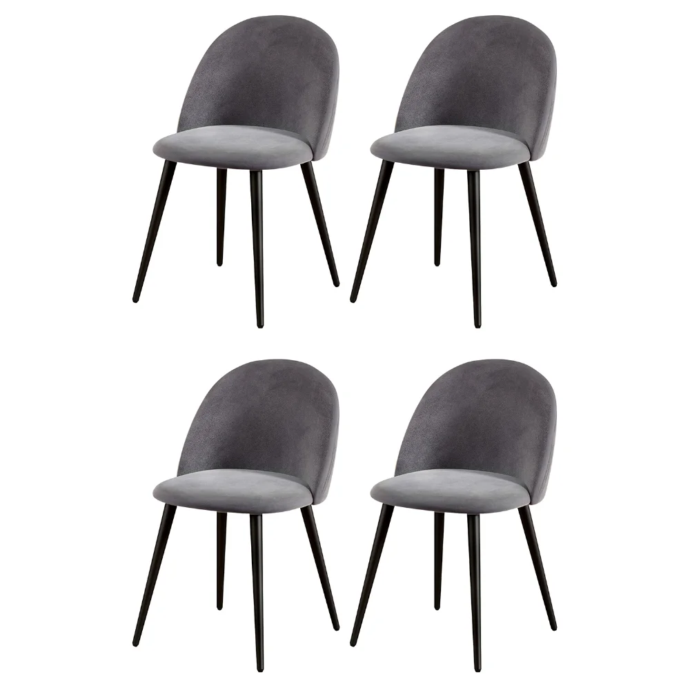 Artiss Dining Chairs Set of 4 Velvet Solid Curved Dark Grey