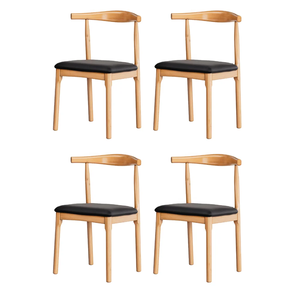 Artiss 4x Dining Chairs Rubber Wood Leather Seat Black