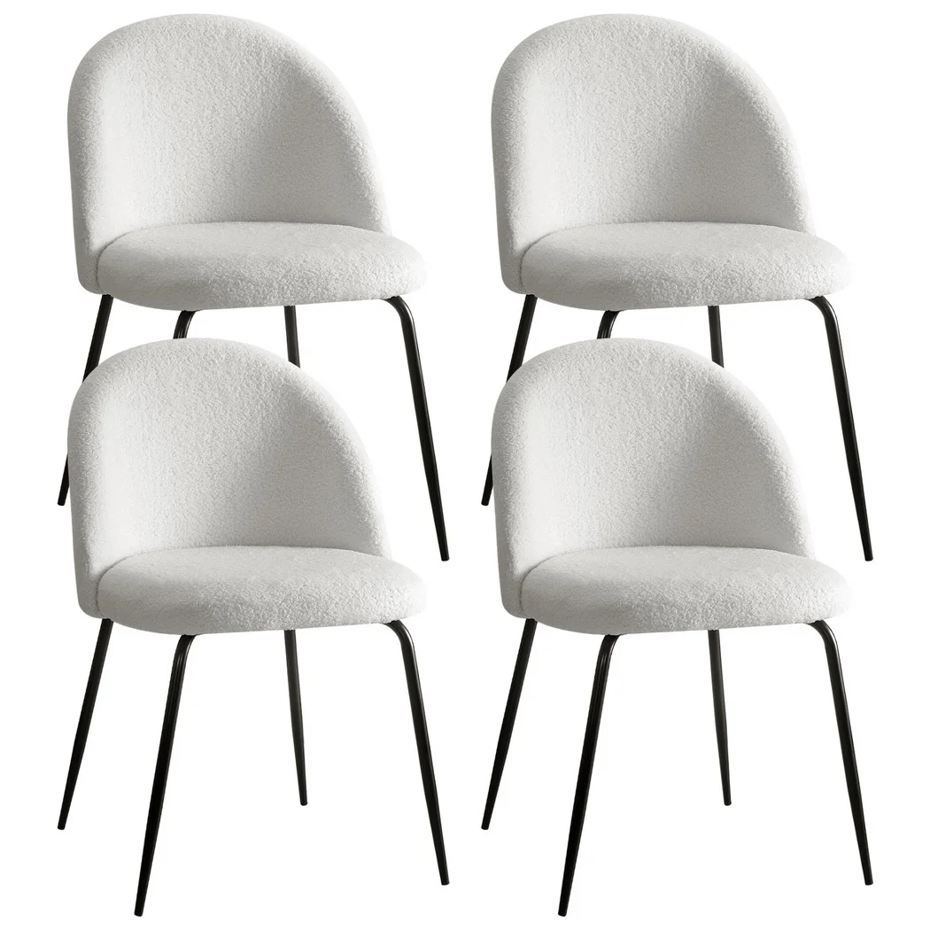 Artiss Dining Chairs Set of 4 Sherpa Boucle White