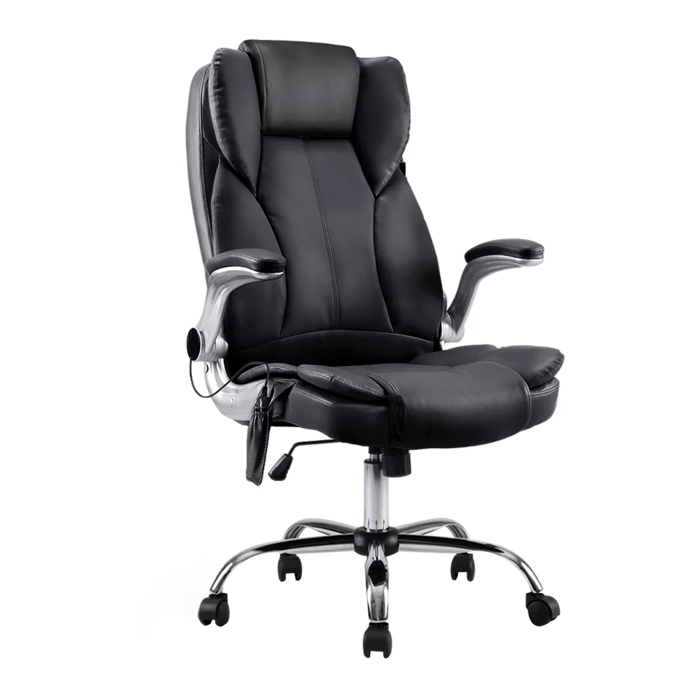 Artiss 8 Point Massage Office Chair PU Leather Black