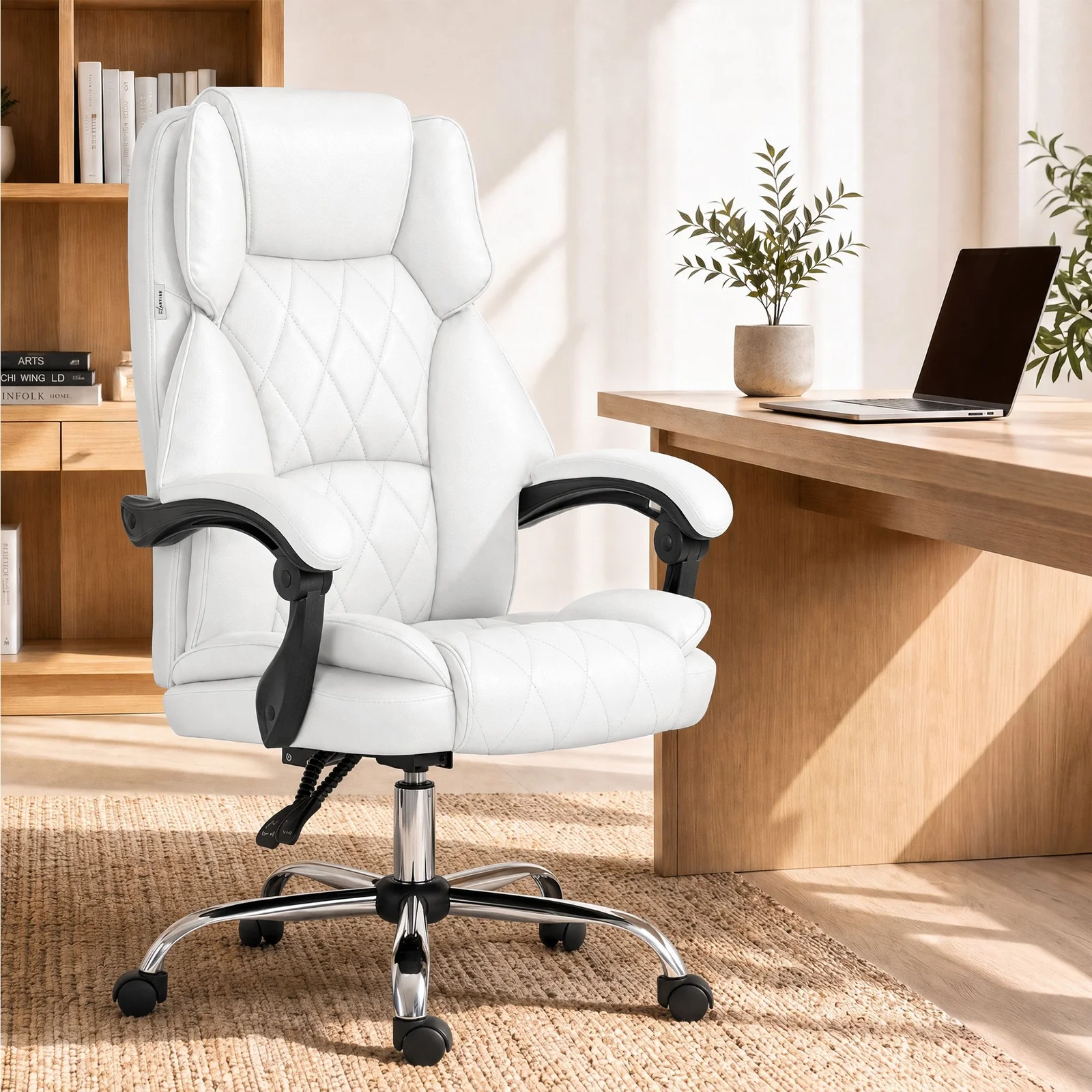 Artiss Executive Office Chair Leather Recliner White thumbnail 9