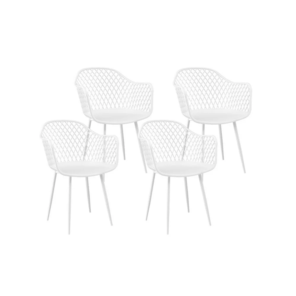 Gardeon 4PC Outdoor Dining Chairs PP Lounge Chair Patio Furniture Garden White