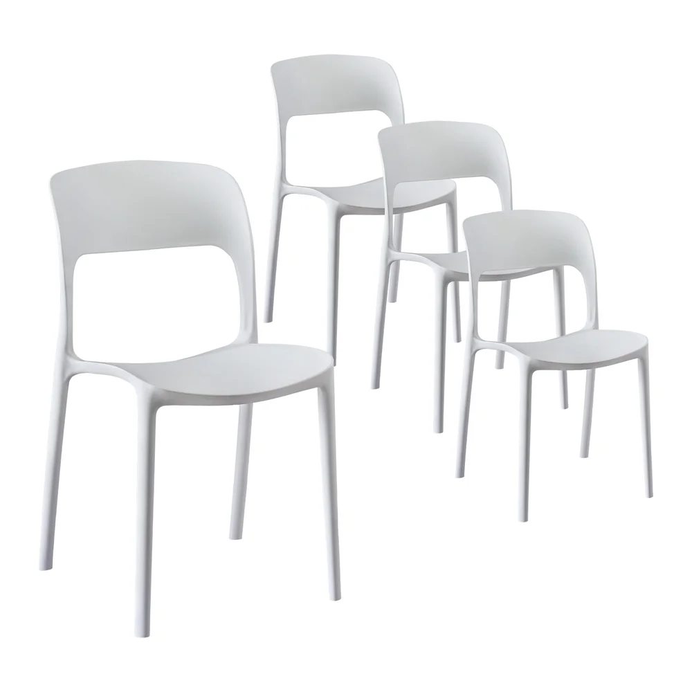 Gardeon 4PC Outdoor Dining Chairs Stackable PP Patio Chair Garden Furniture White