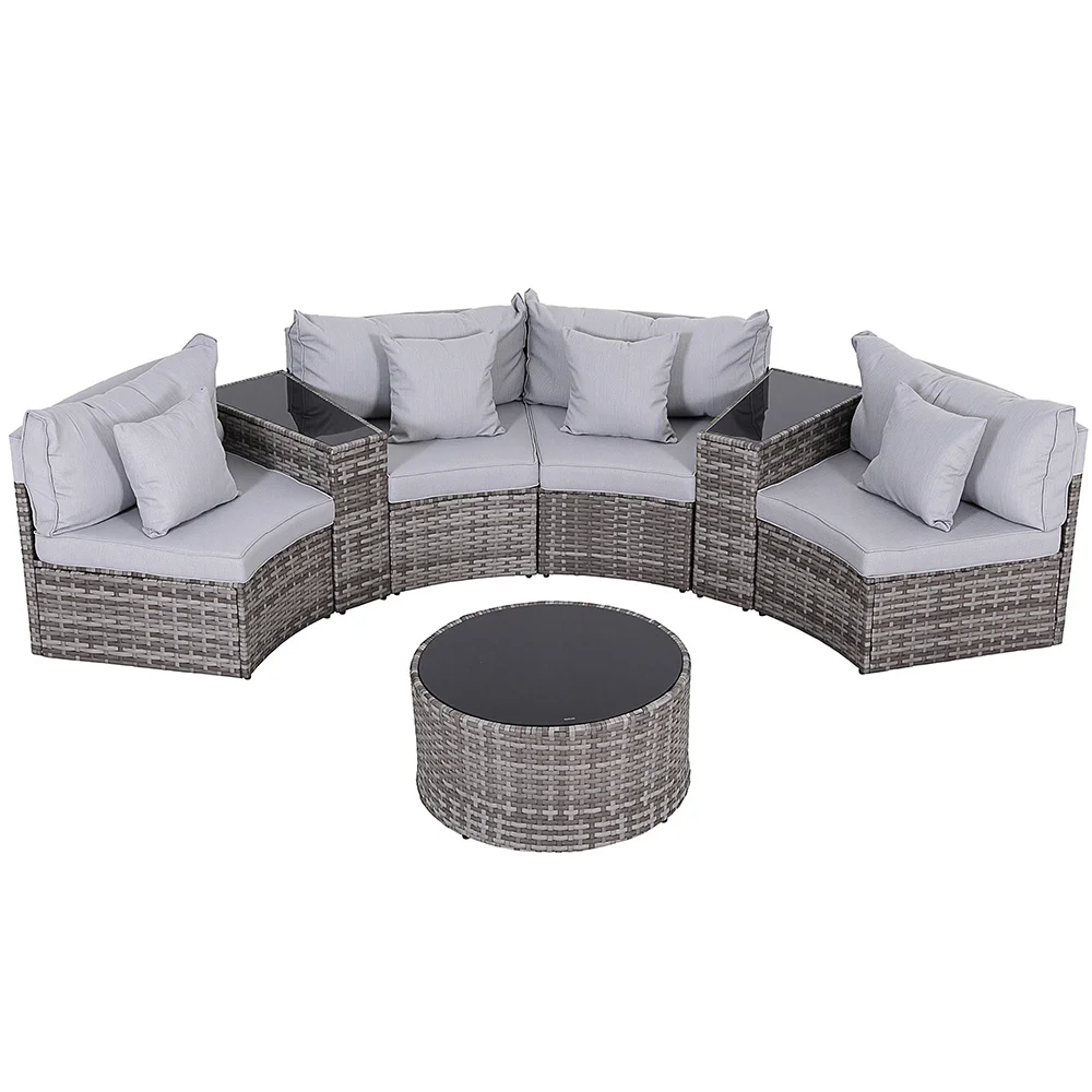 Gardeon 4 Seater Outdoor Sofa Set 7PCS Table Chair Set Garden Rattan Patio Furniture