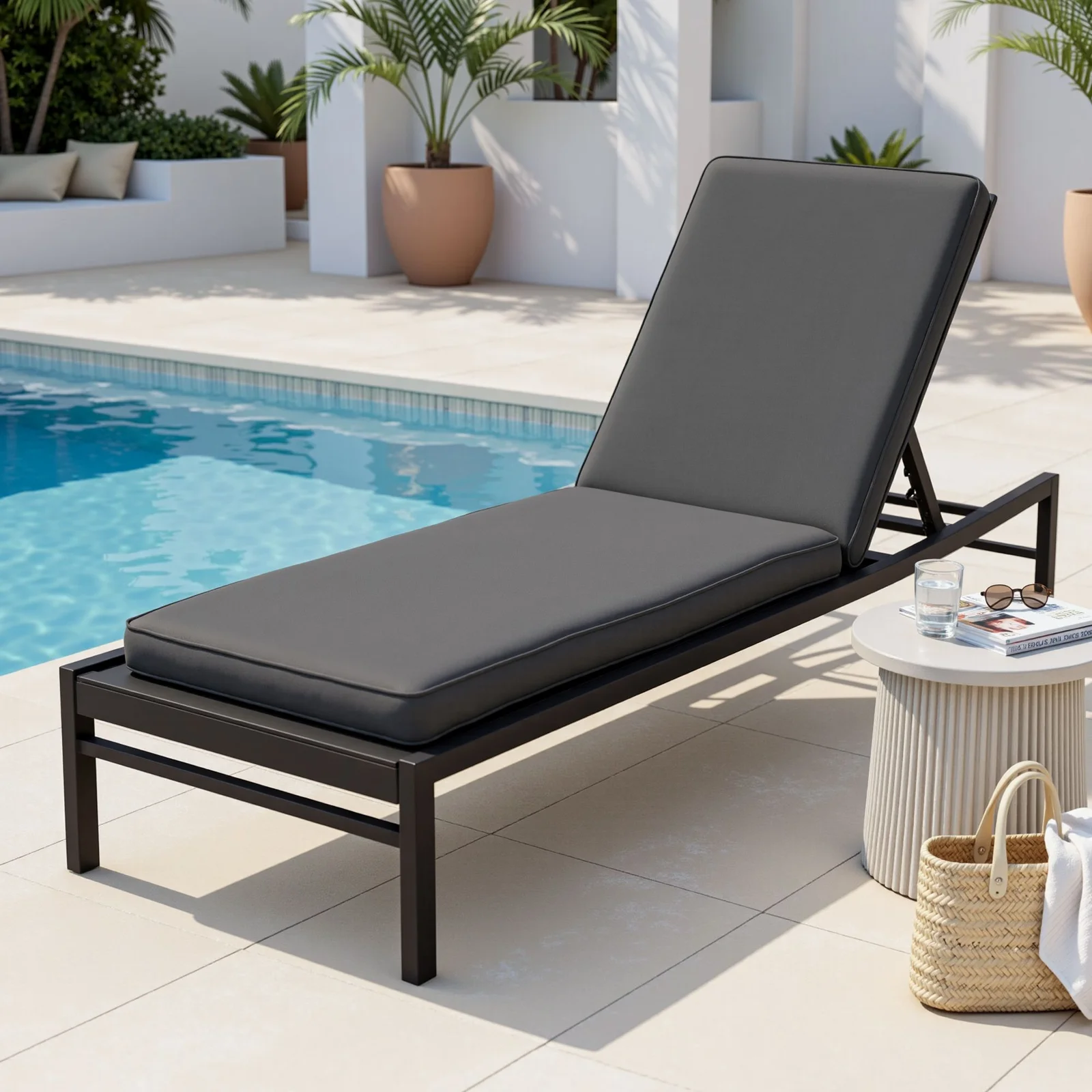 Gardeon Outdoor Chaise Lounge Cushion Lounge Chair Pad Sunbed Mattress Grey