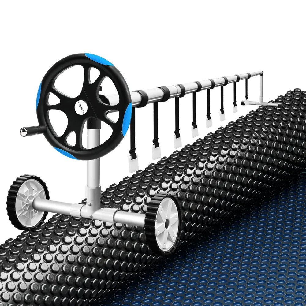 Aqua Buddy Pool Cover 600 Micron 11x4.8m w/ Roller 5.55m Black Solar Blanket