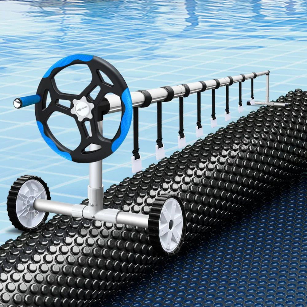 Aqua Buddy Pool Cover 600 Micron 6.5x3m w/ Roller 5.55m Black Solar Blanket