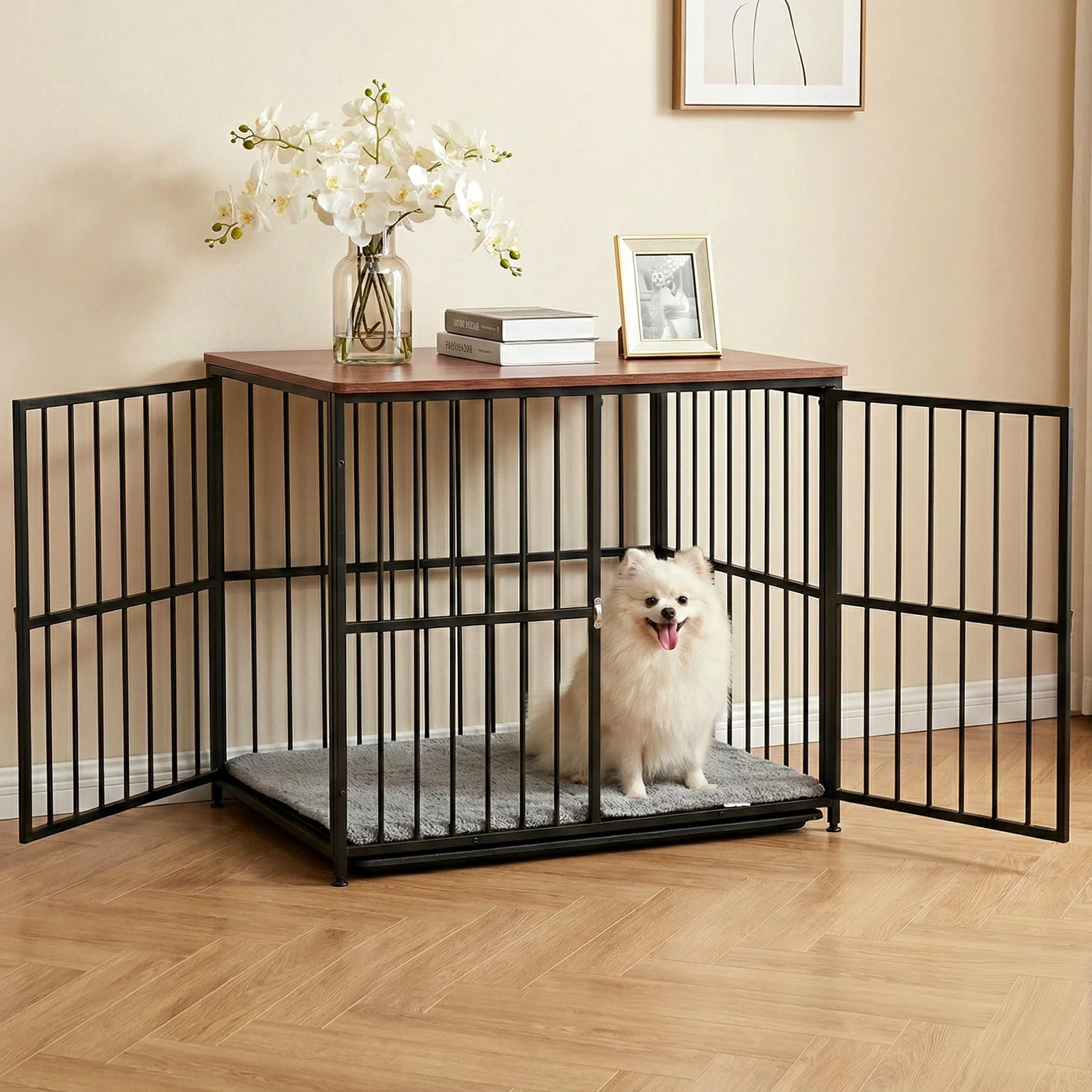 i.Pet Large Dog Crate Furniture 93cm Dog Cage Puppy Pet Wooden Black