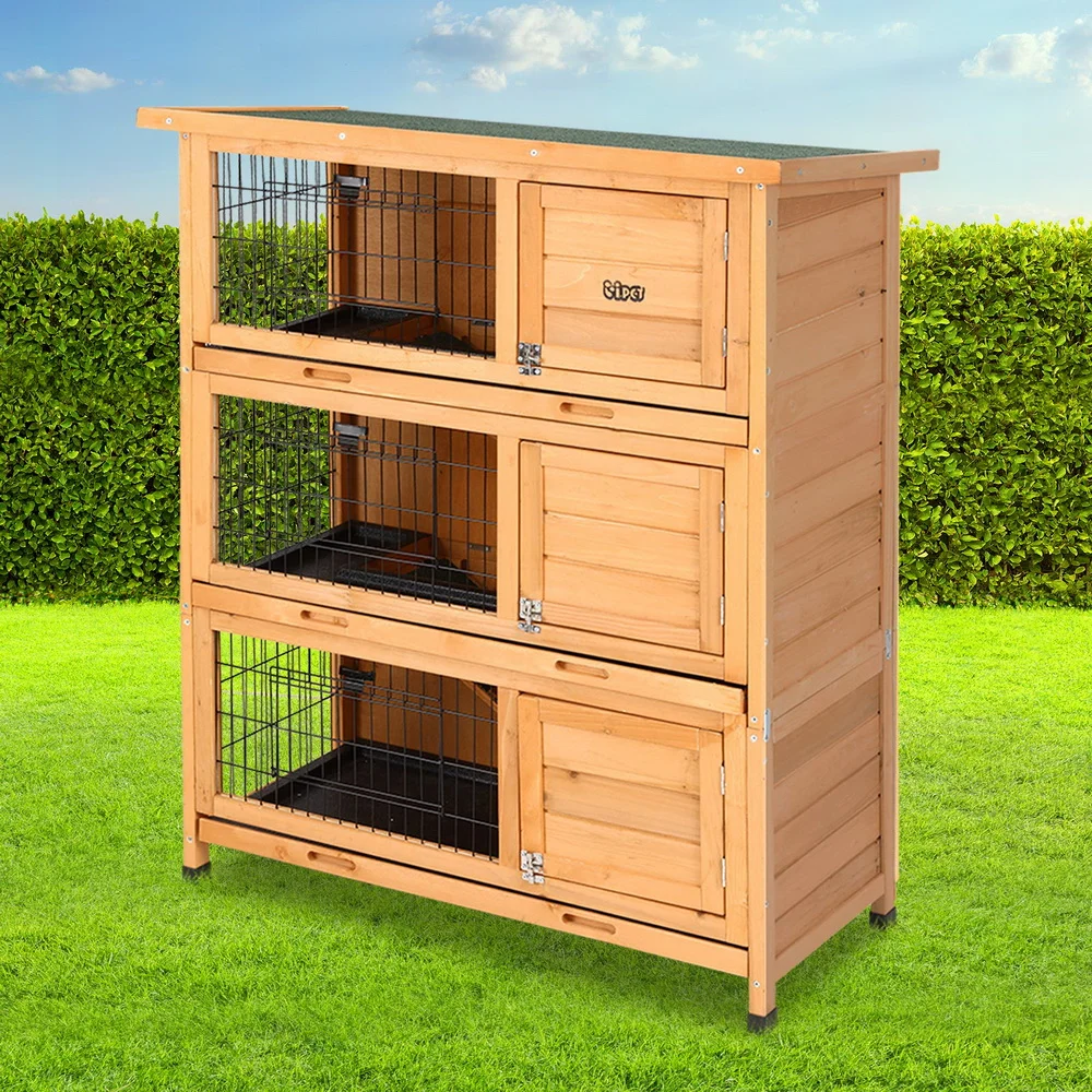 i.Pet Rabbit Hutch Chicken Coop 91.5cm x 46cm x 116.5cm Chicken Coop Large House Cage Run Wooden Outdoor