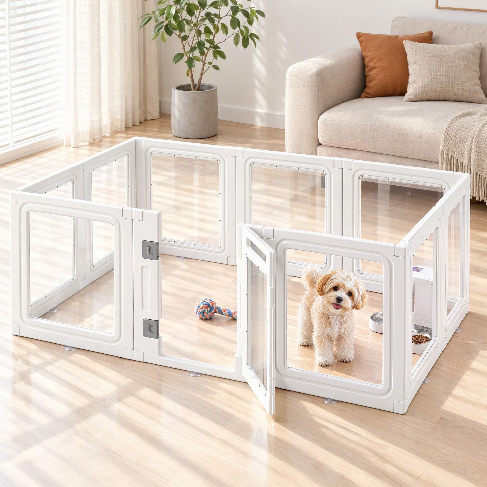 i.Pet 10-Panel Clear Pet Playpen 152x100x57cm for Dogs and Puppies