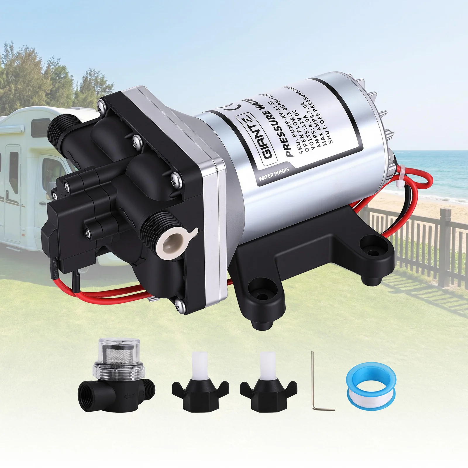 Giantz 12V Water Pump High Pressure Fast Self Priming 11.3L with Auto Switch for RV Caravan Boat
