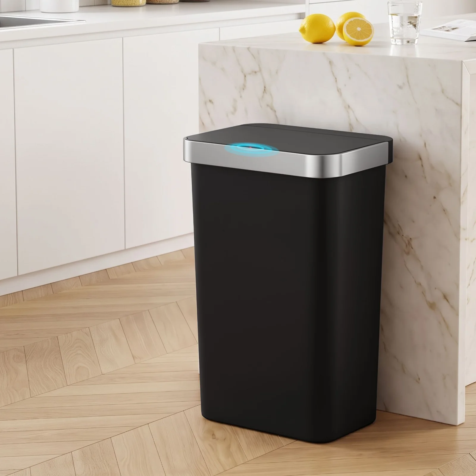 Devanti 50L Motion Sensor Trash Bin Automatic Kitchen Waste Dustbin Black