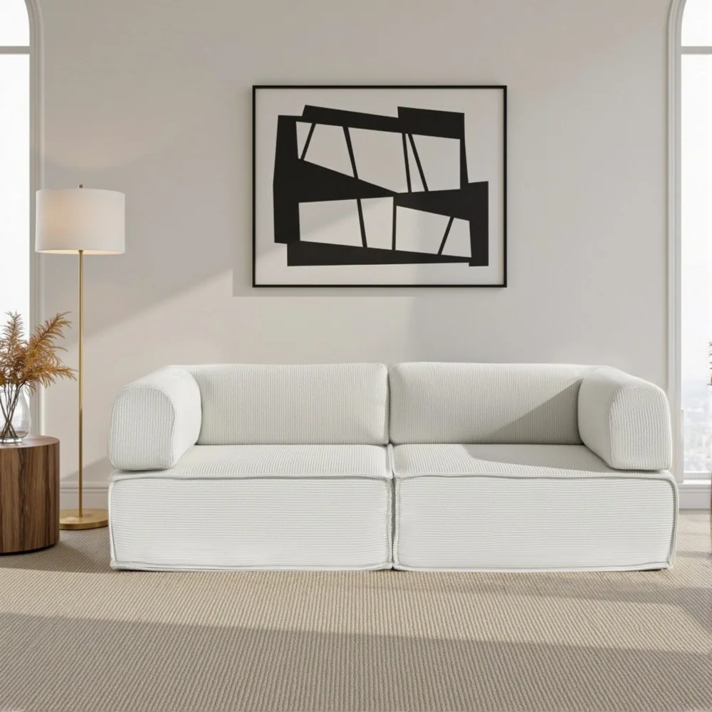 Artiss Convertible Folding Sofa Bed Beign