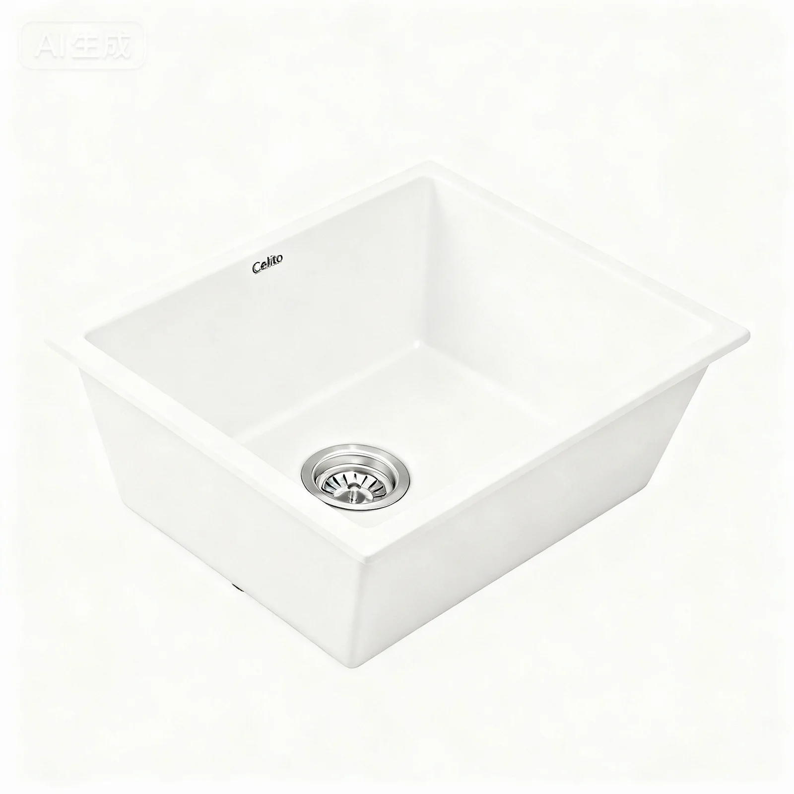Cefito Kitchen Sink 55x45cm Granite Stone Sink Single Bowl White