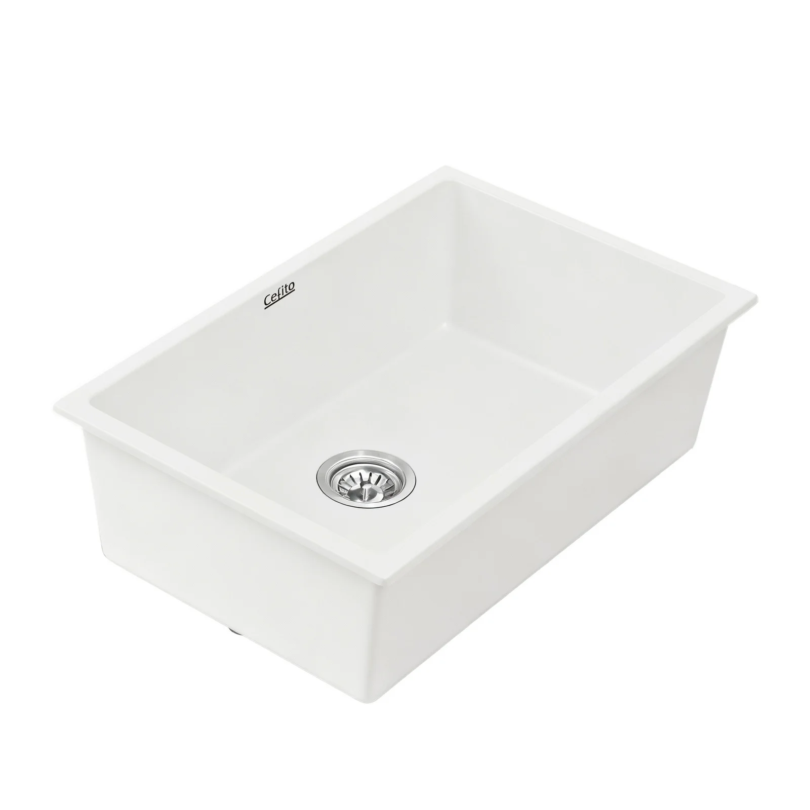 Cefito Kitchen Sink 70x45cm Granite Stone Sink Single Bowl White