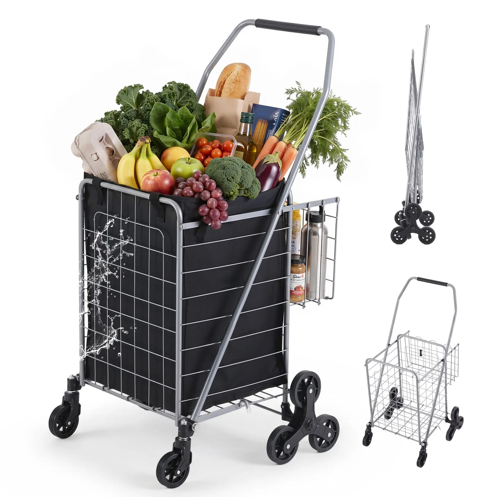 Emajin Shopping Trolley Cart Folding Aluminium Utility Cart Silver
