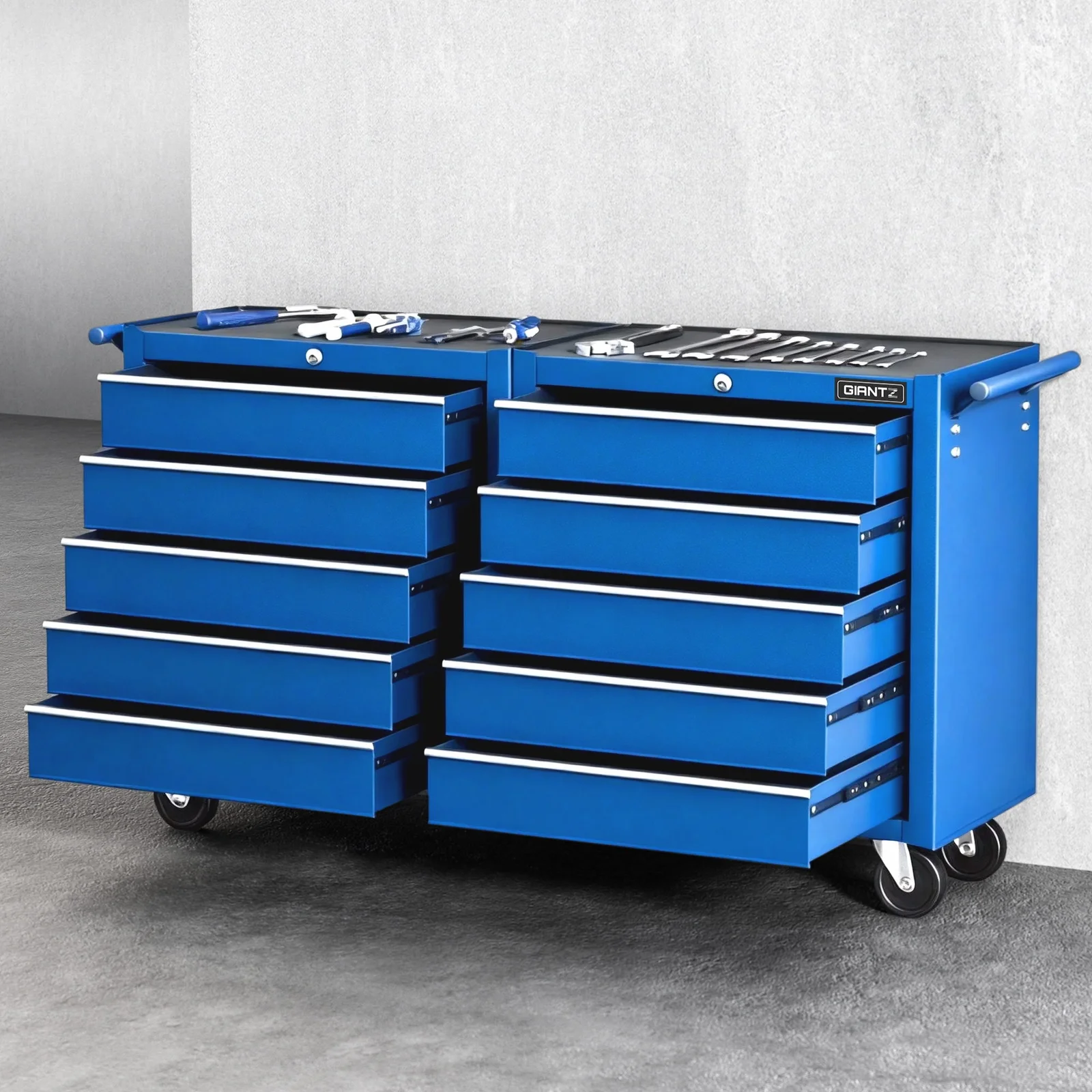 Giantz Tool Chest Trolley 10 Drawers Toolbox Storage Blue