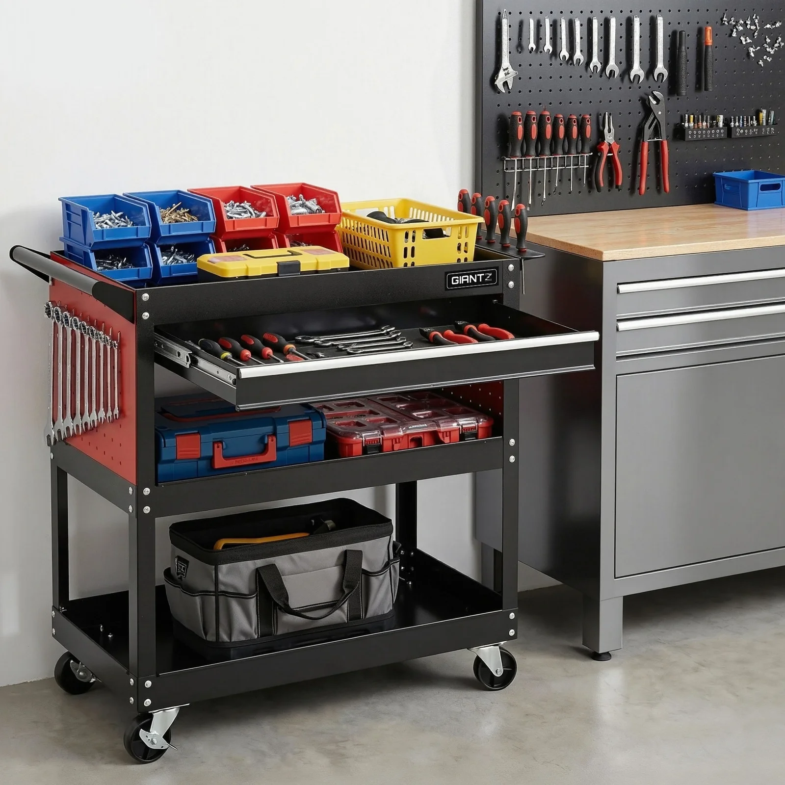 Giantz Tool Trolley Cart Rolling Cabinet with Drawer Workshop Garage Storage