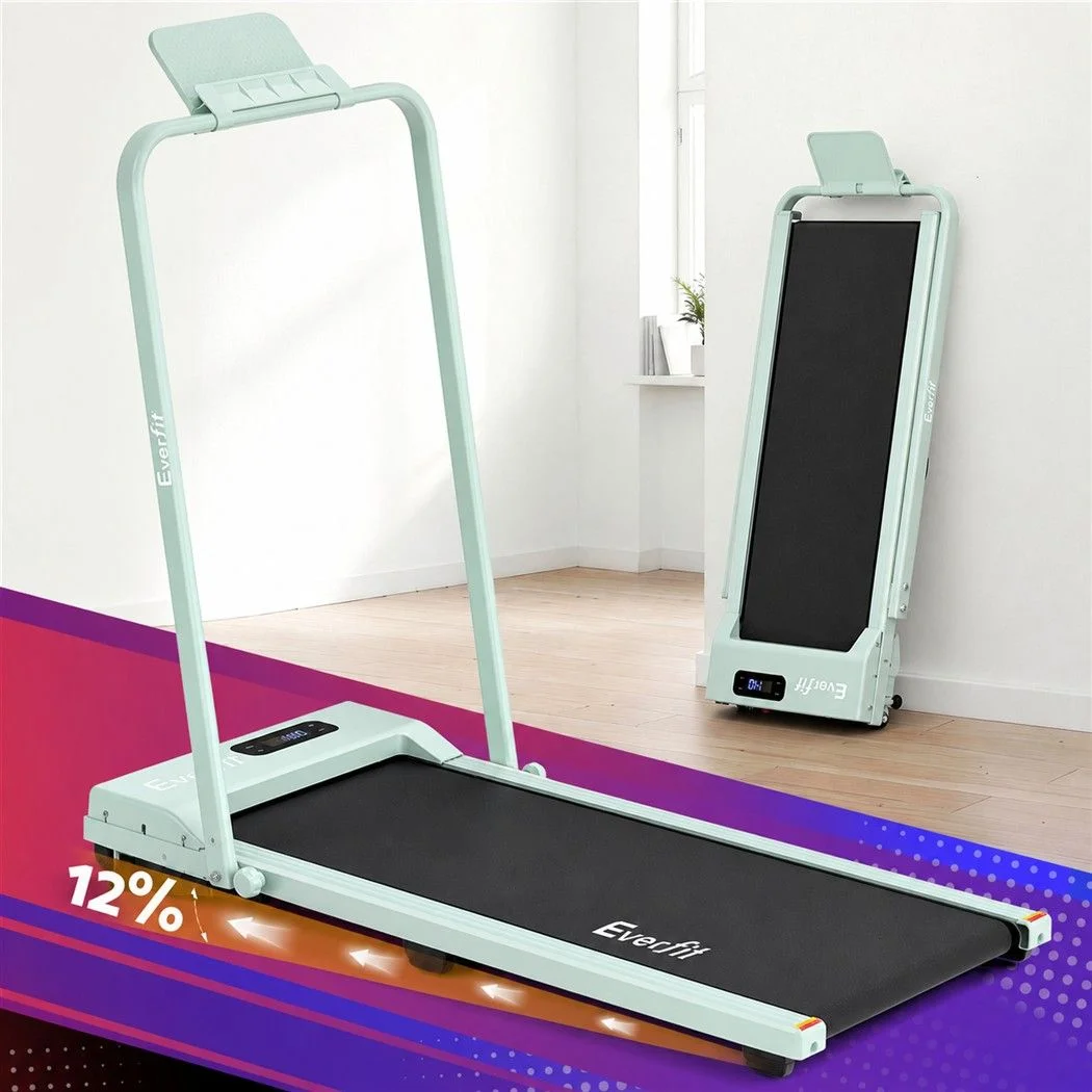 Everfit 3 in 1 Walking Pad Treadmill 12% Incline Foldable Under Desk Treadmills for Home 38cm Green