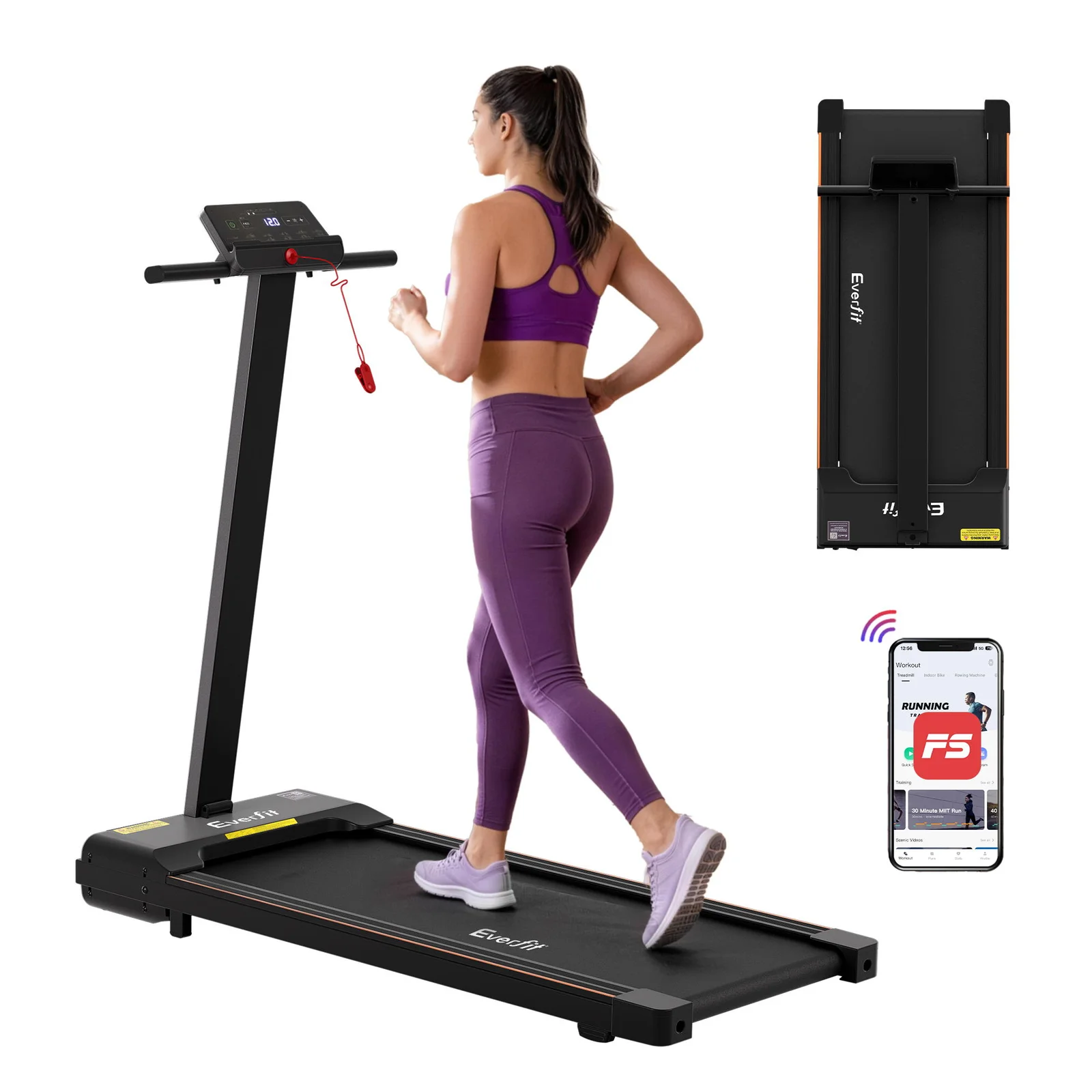 Everfit Walking Pad Treadmill 2 in 1 Foldable for Home Gym 40cm Wide Belt 12 Programs with App