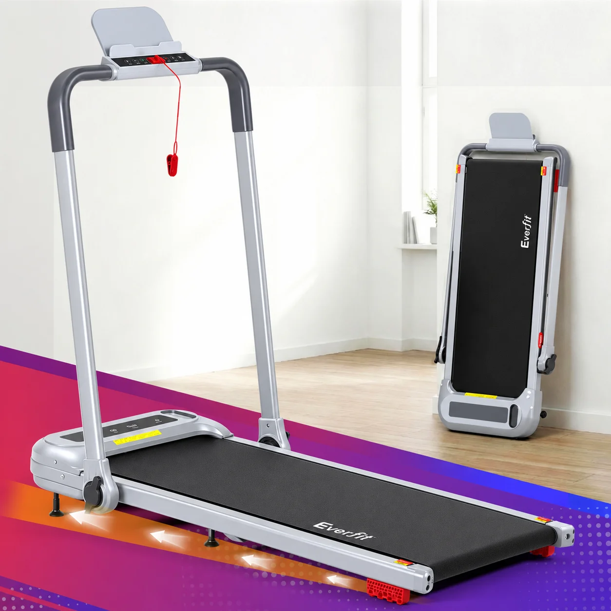 Everfit 3-in-1 Electric Walking Pad Treadmill with Incline, Foldable, Silver