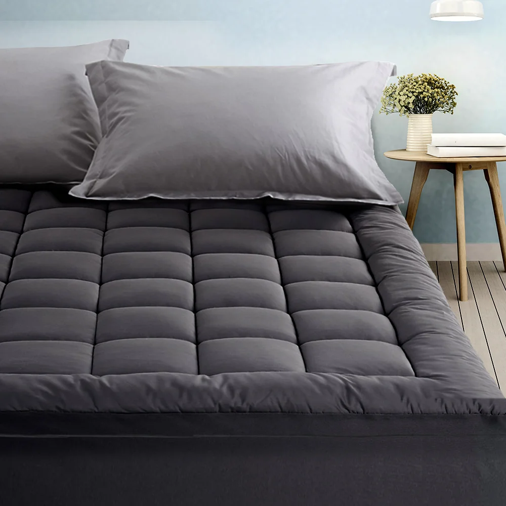 Giselle Bedding Bamboo Charcoal Filling Pillowtop Topper 1000GSM 5cm Thick Pillowtop Pad for Back Pain Relief Washable with 45cm Deep Pocket King