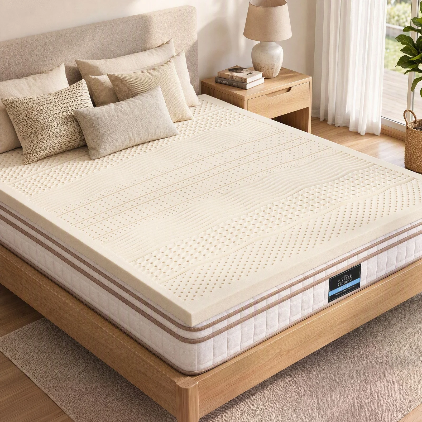 Giselle Bedding Double Latex Mattress Topper 7-Zone Natural Latex Core Breathable 5cm