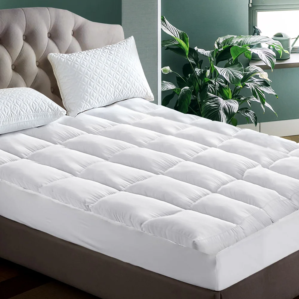 Giselle Bedding Pillowtop Mattress Topper 5cm Thick Pad for Back Pain Relief Washable Underlay Protector 1000GSM Microfibre Filling 45cm Deep Pocket King