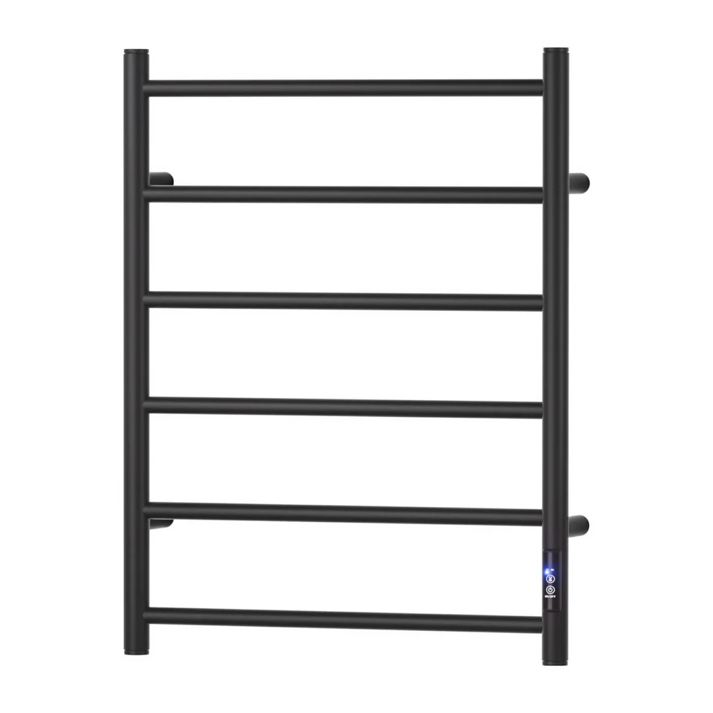 Devanti Heated Towel Rail 6 Round Bars with Timer Electric Heater Warmer Rack