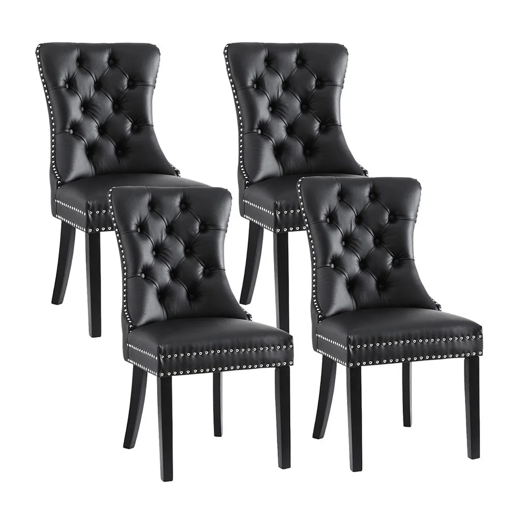 1 Set of 4 Artiss Dining Chairs Black Leather