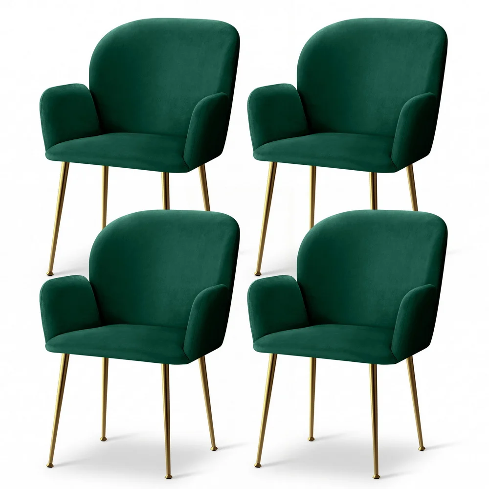 Artiss Dining Chairs Set of 4 Velvet Armchair Green