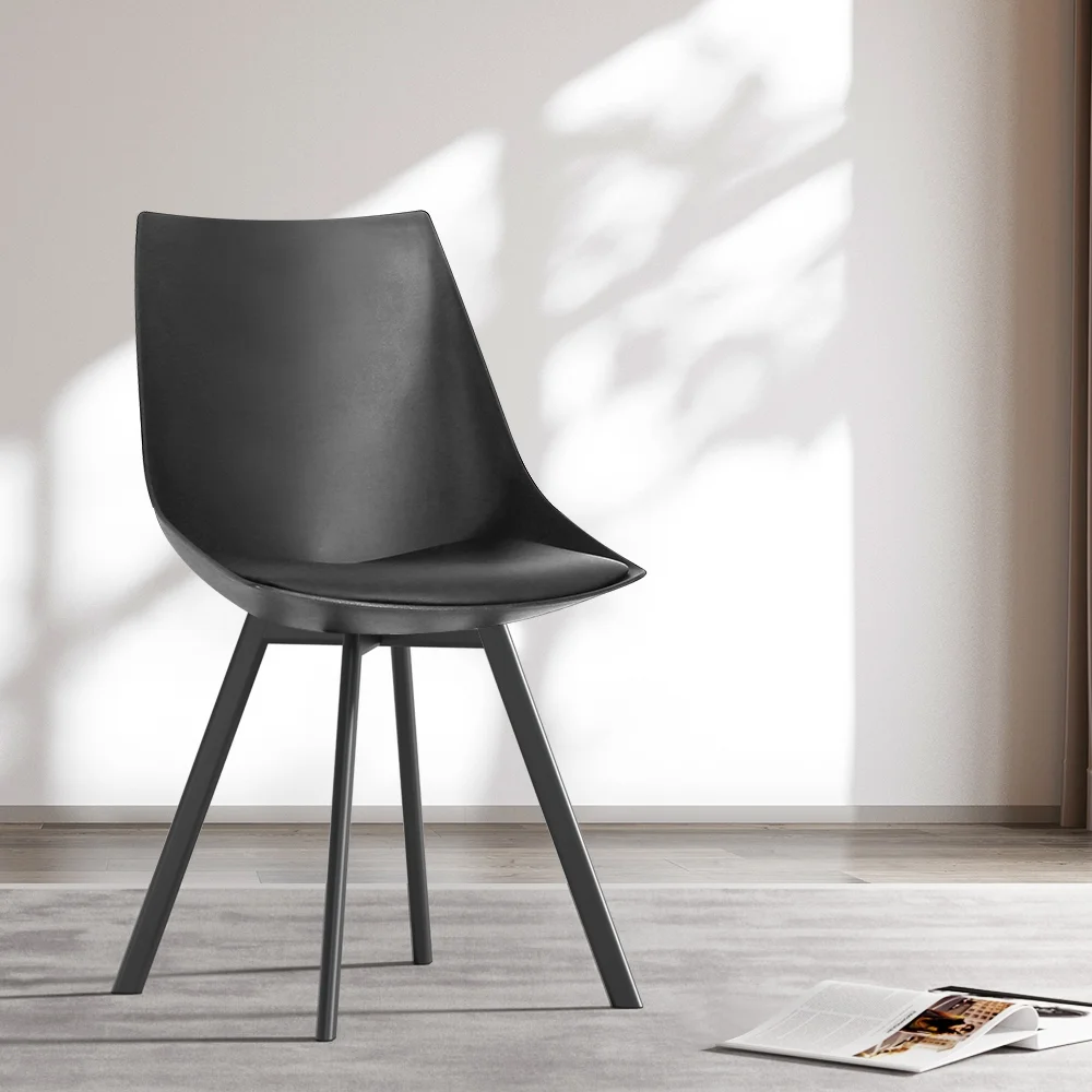 Artiss Dining Chairs Set of 2 PU Leather Plastic Metal Black
