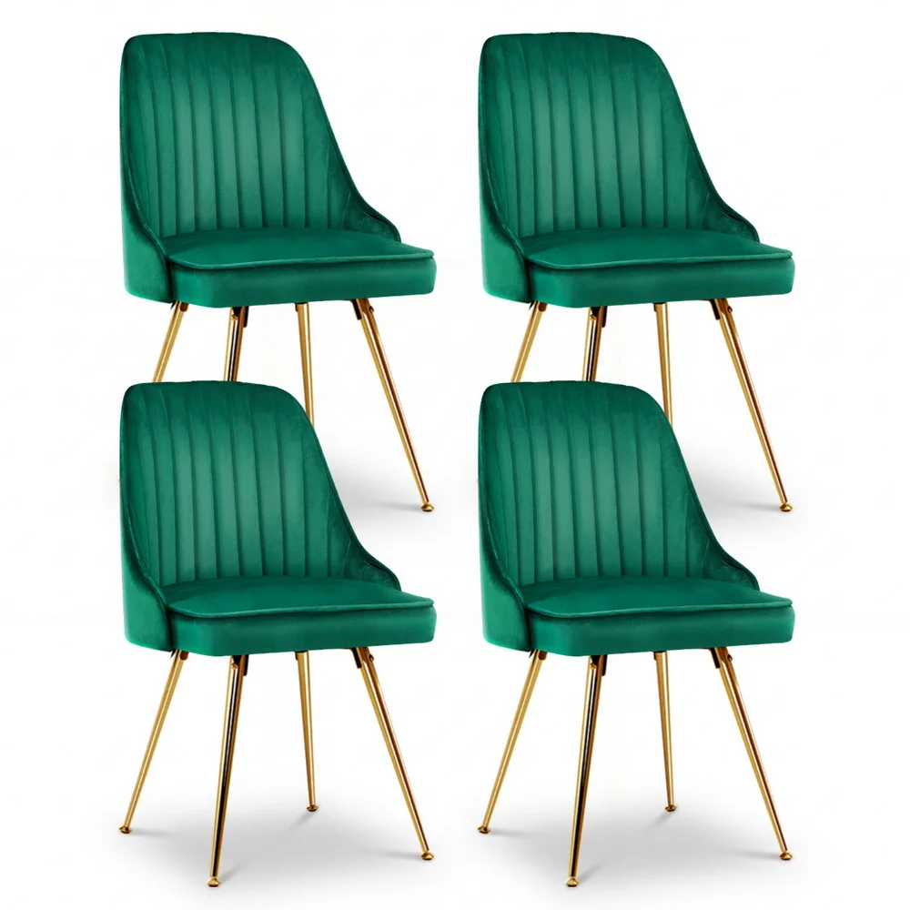 Artiss Dining Chairs Set of 4 Velvet Channel Tufted Green