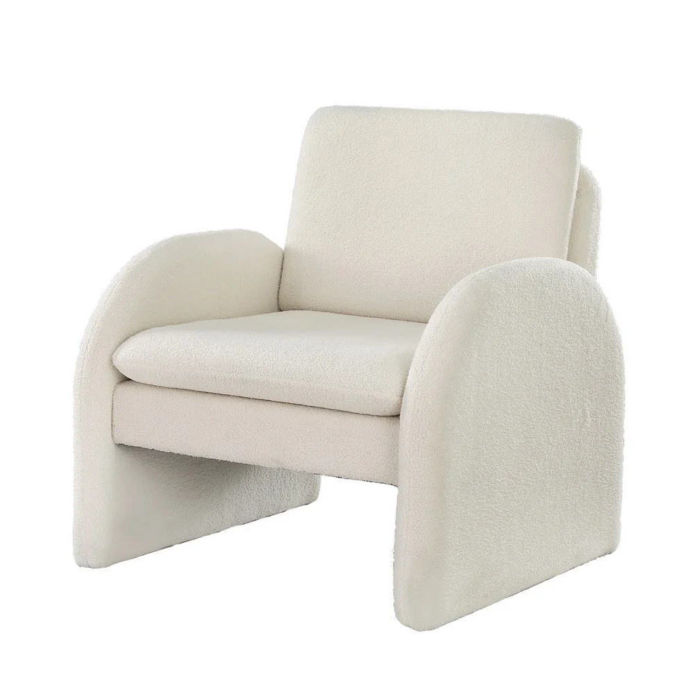 Artiss Armchair Accent Chair Lounge Tub Sofa Couch Curved Arm Seat Boucle White