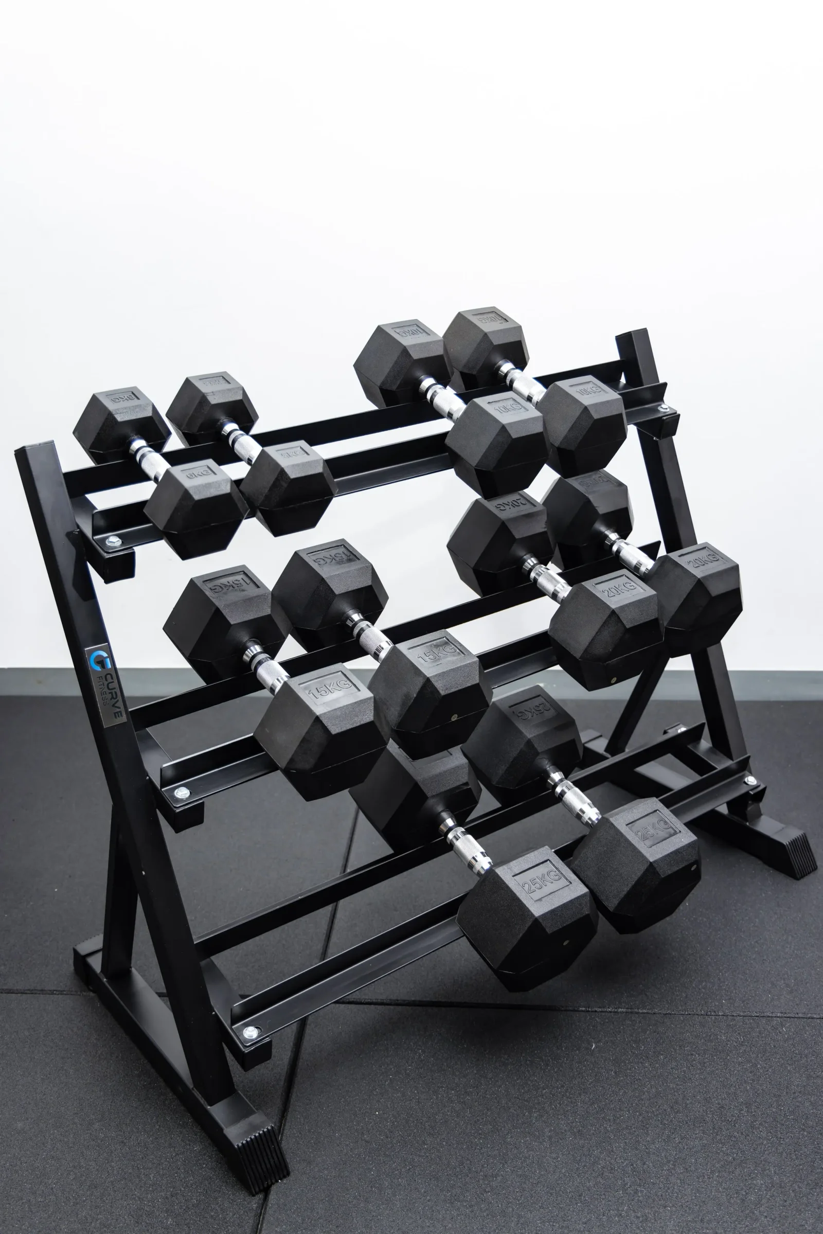5 Pairs Hex Dumbbells PLUS Dumbbell Rack (150 kg | 5kg-25kg | 1.1m 3-tier Rack)