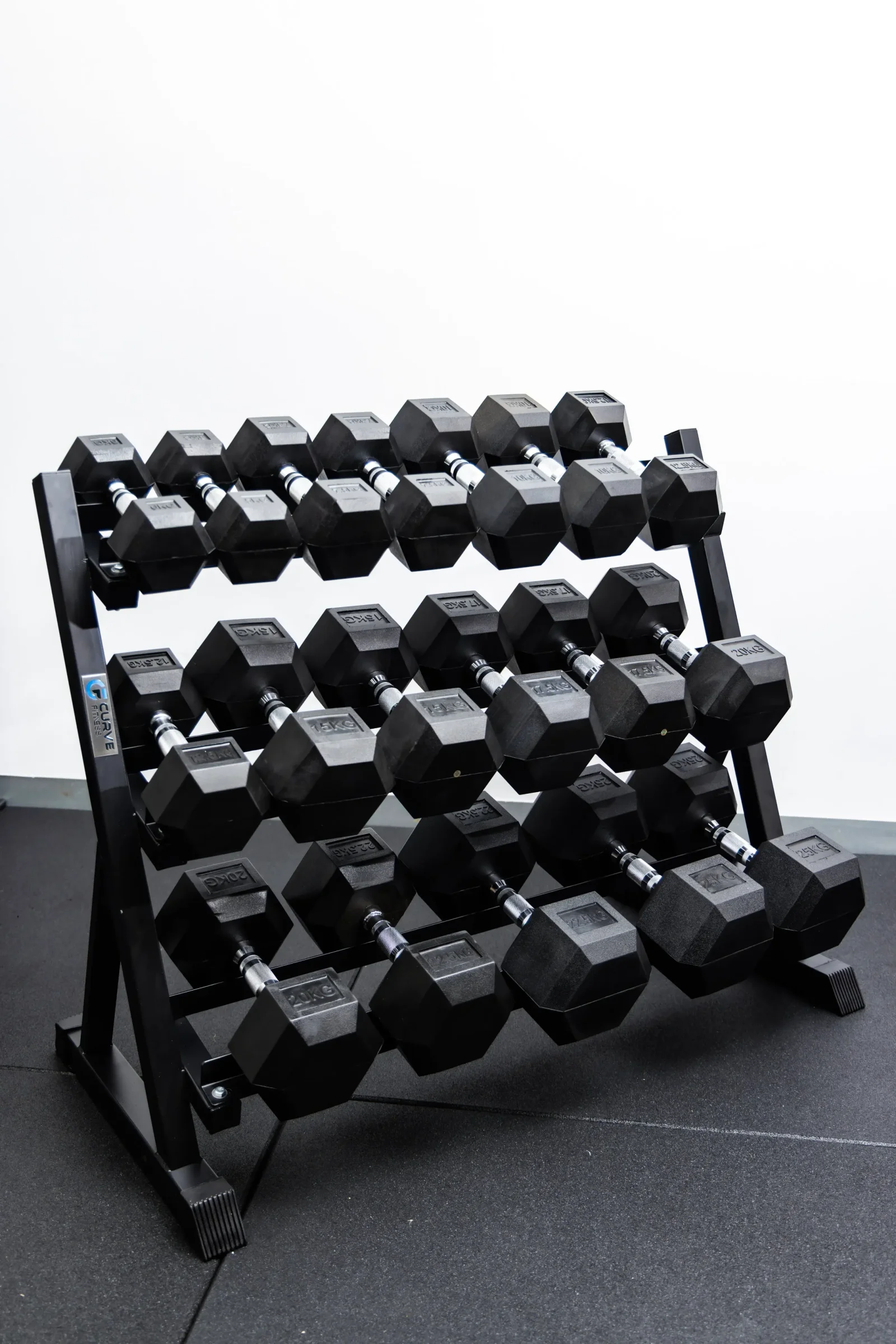 9 Pairs Hex Dumbbells PLUS Dumbbell Rack (270kg | 5kg-25kg | 1.1m 3-tier Rack)