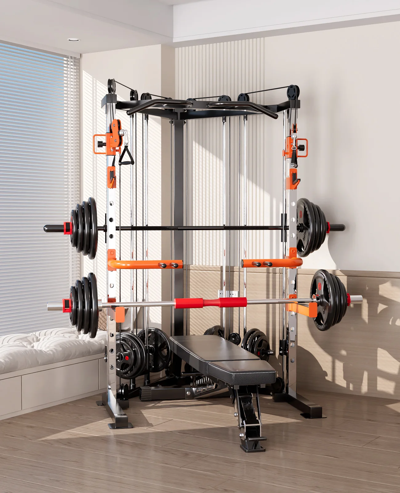 SmartFit C3 Max multi functional trainer smith machine with 130kgs pin loaded weights Machine with attachment