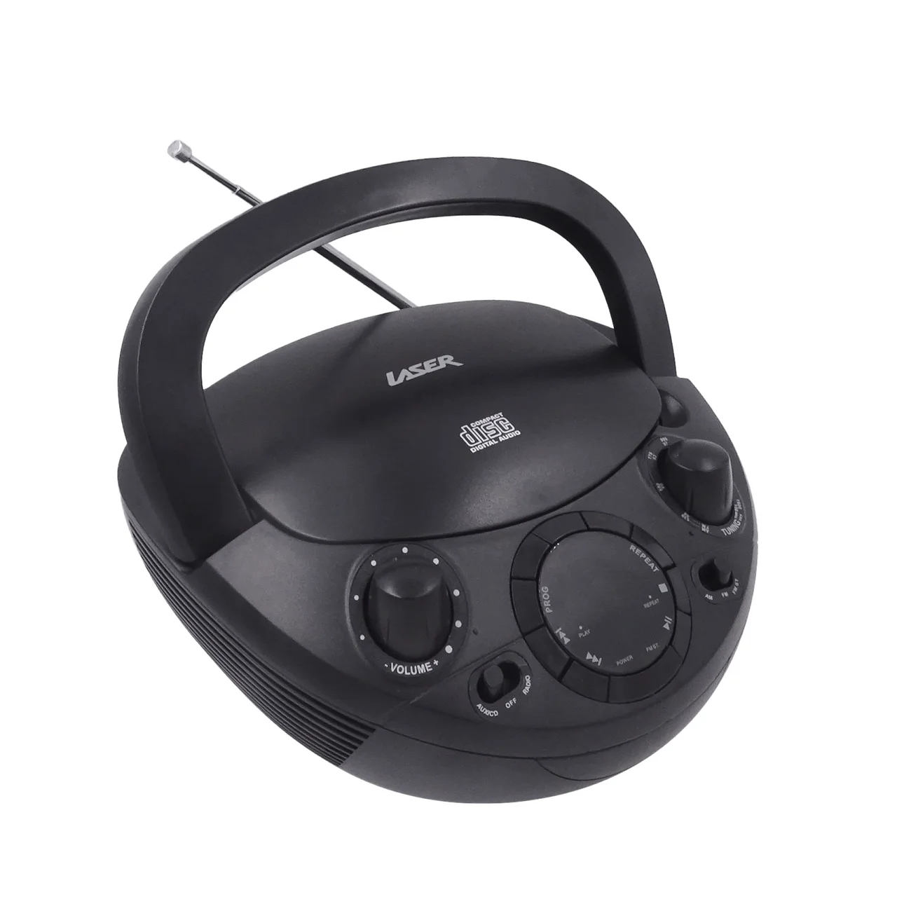 Laser Black Portable CD Boombox with AM/FM Radio