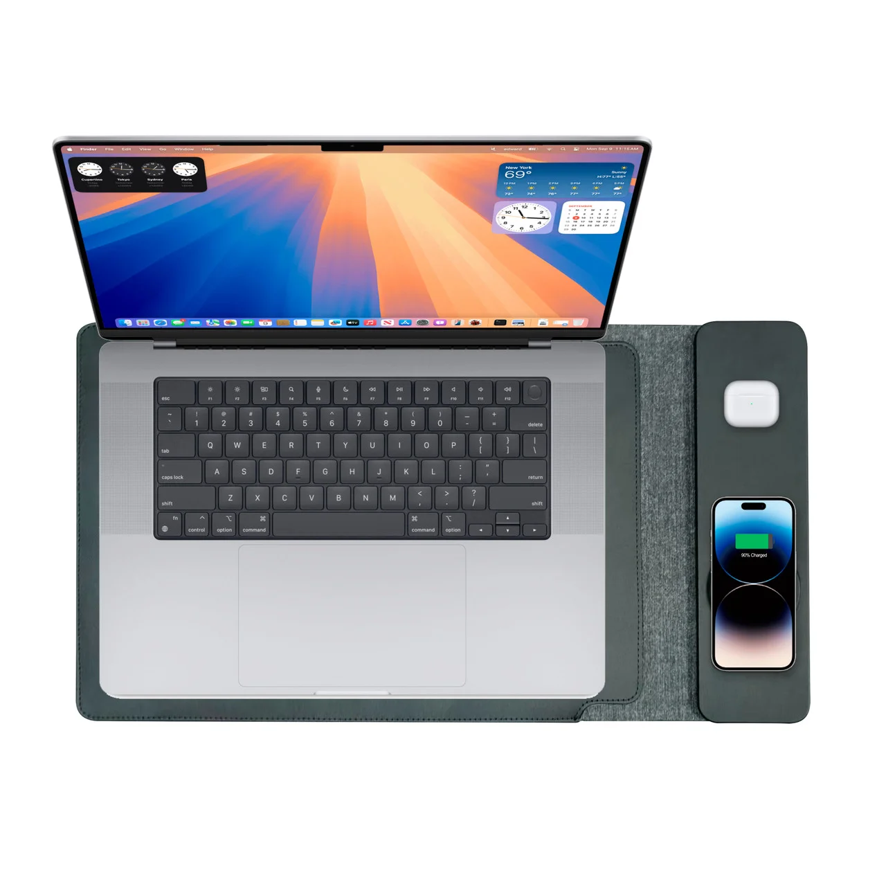 Laser Wireless Charging Laptop Sleeve Up to 16 Inch Black