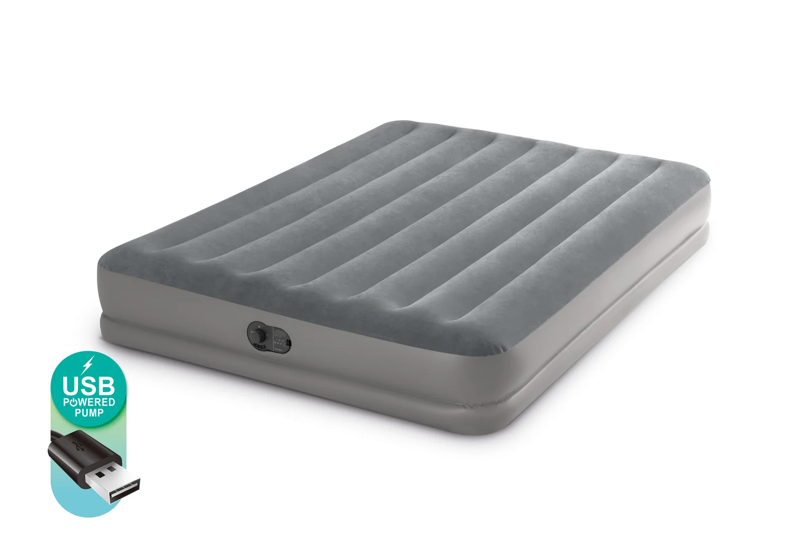 INTEX Queen Dura-Beam® Standard Prestige Air Mattress 12" Queen w/ Built-In USB Electric Pump 64114