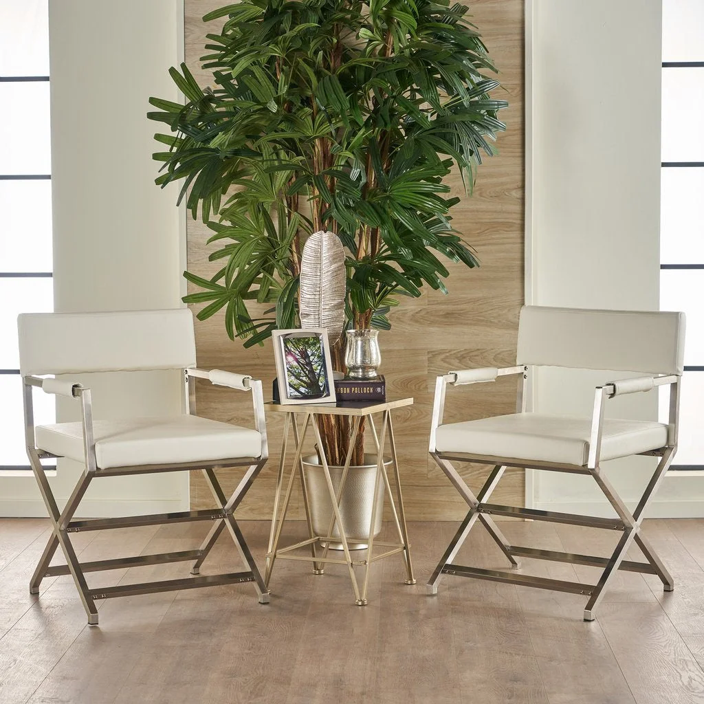 Rocklin Steel & Bonded Leather Director chair Armchair in White