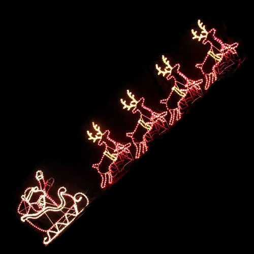 Samland LED SANTA RIDING 4 REINDEER DEER SLEIGH CHRISTMAS ROPE MOTIF LIGHT
